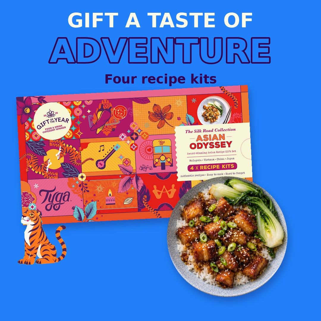 Tyga Asian Odyssey gift box with Thit Kho and the Tyga tiger