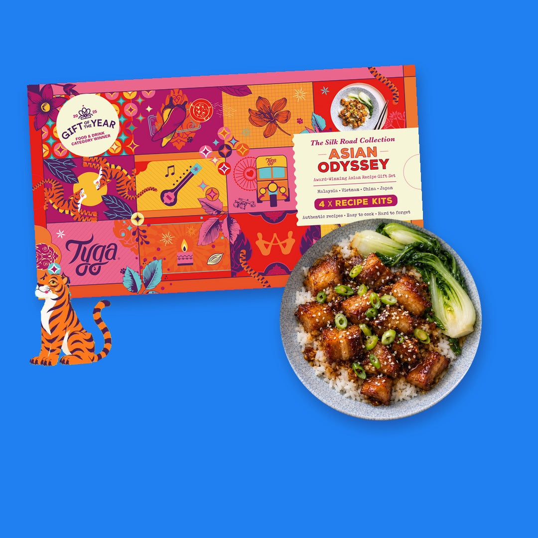 Tyga Asian Odyssey gift box with Thit Kho and the Tyga tiger