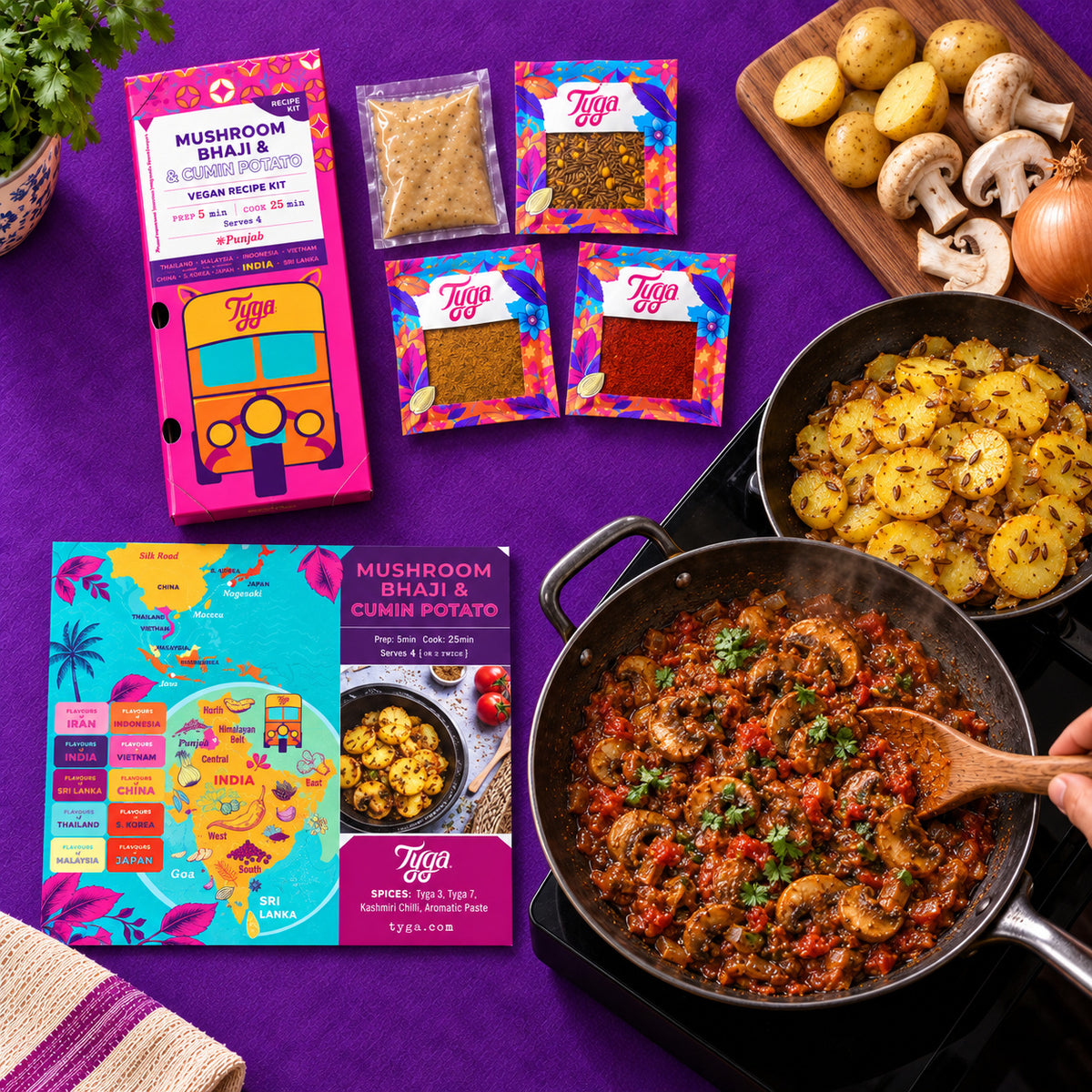 Mushroom Bhaji & Cumin Potato