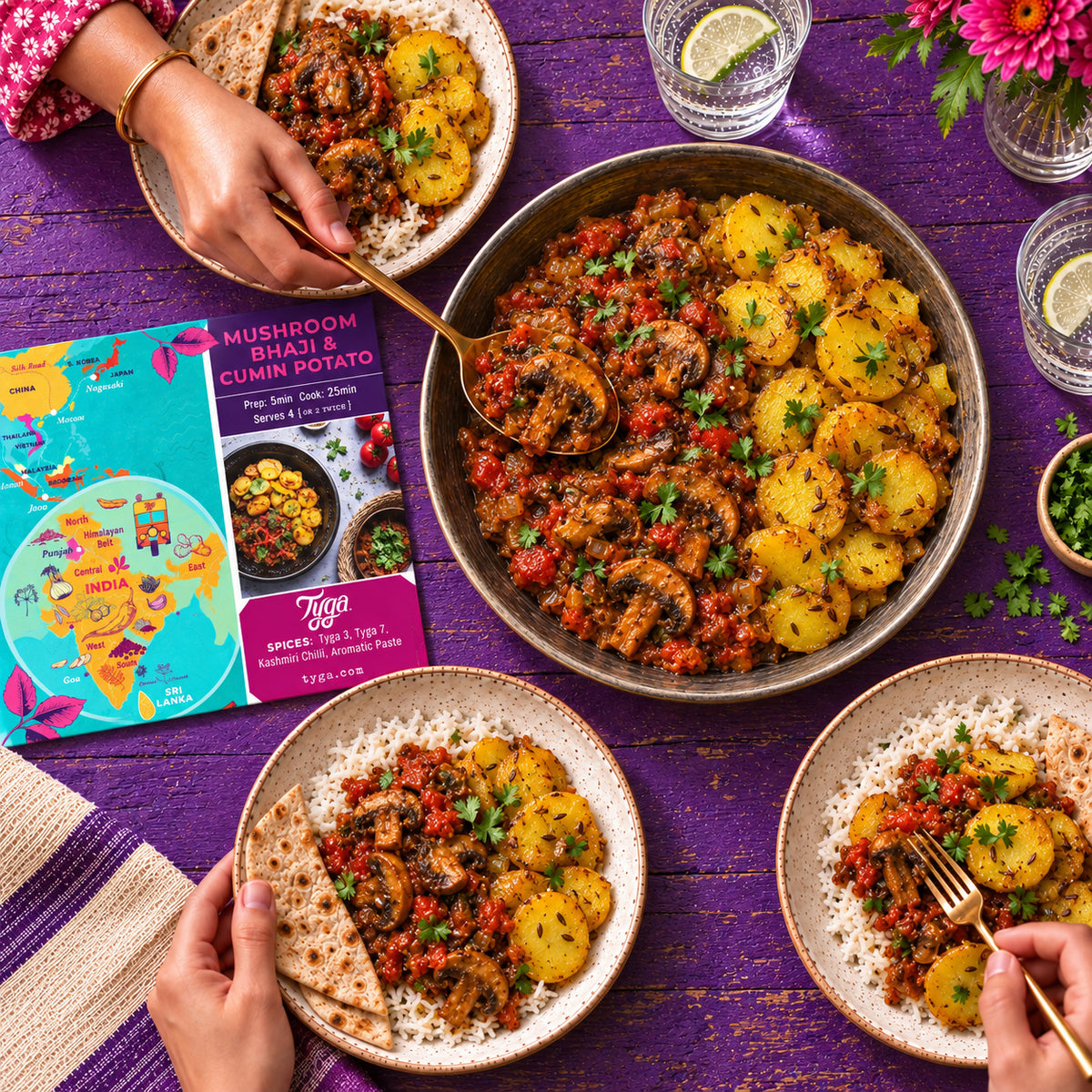 Mushroom Bhaji & Cumin Potato